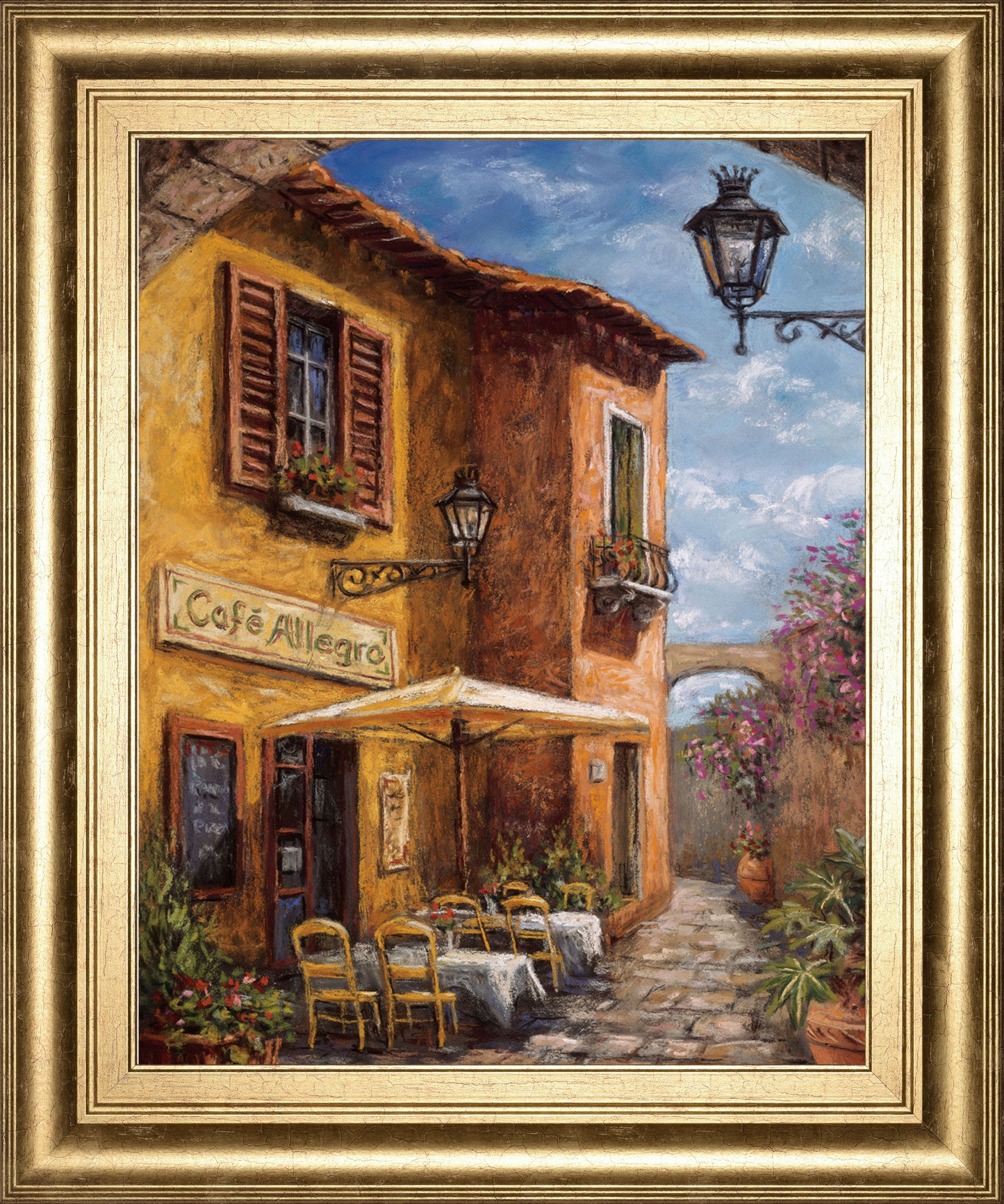 Courtyard Cafe By Surridge, M - Framed Print Wall Art