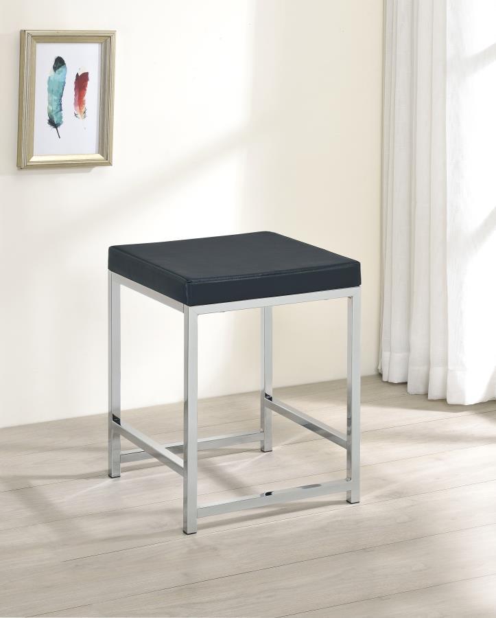 Afshan - Upholstered Square Vanity Stool - Gray