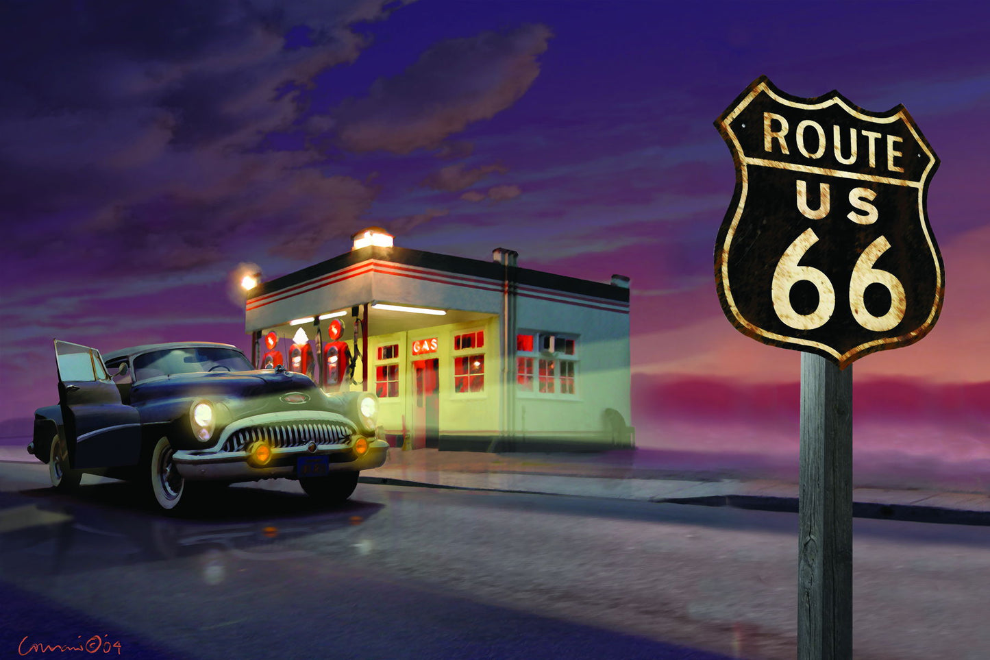 Framed - Route 66 By Yellow Cafe