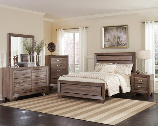 Kauffman - Transitional High Headboard Panel Bed Bedroom Set