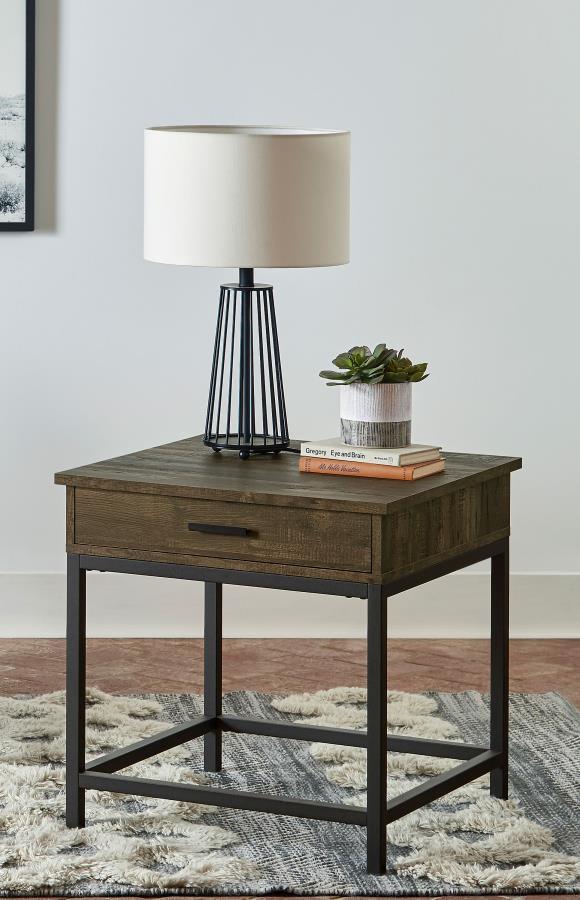 Byers - Square 1-Drawer End Table - Brown