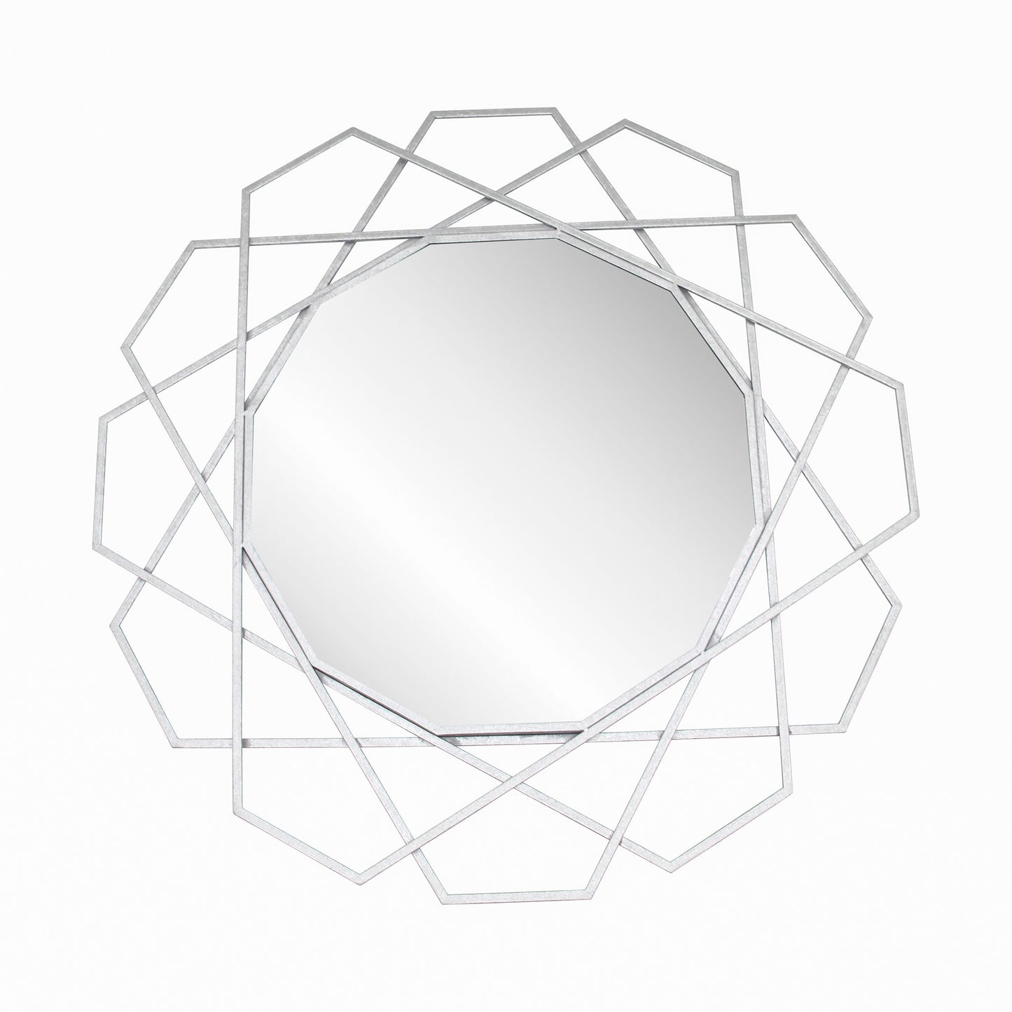 Metal Geometric Mirror 35" - Silver