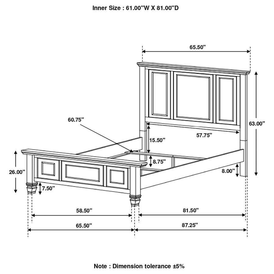 Sandy Beach - Panel Bed with High Headboard