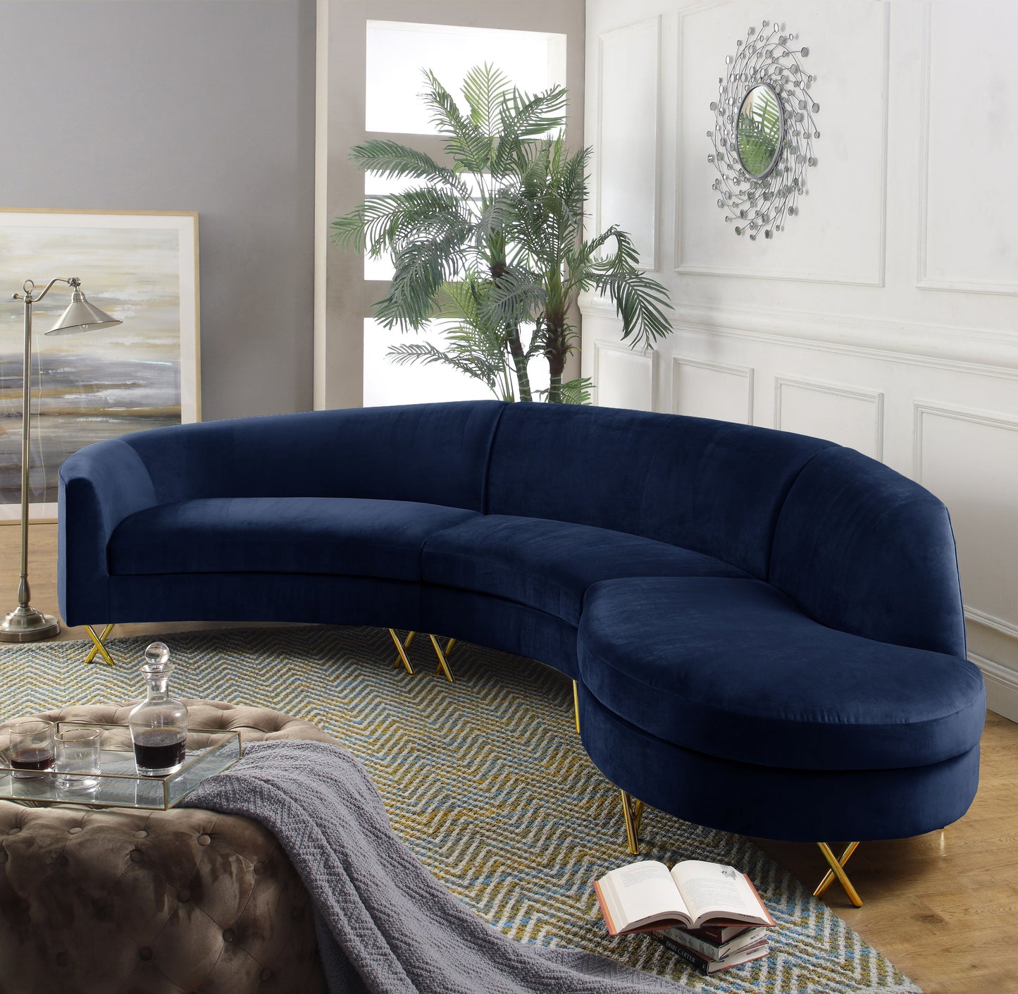 Serpentine Velvet 3 piece - Sectional