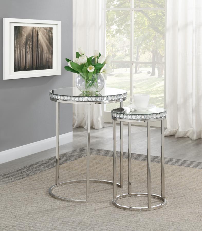 Addison - Bleker 2-Piece Round Nesting Table - Pearl Silver