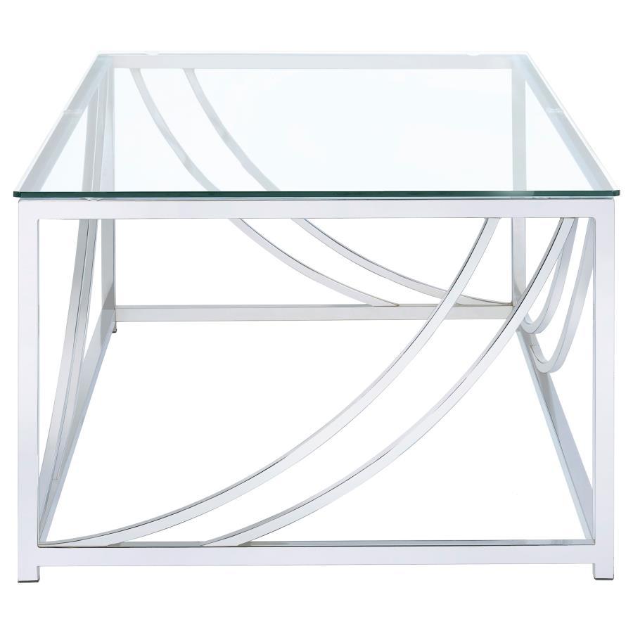 Lille - Glass Top Rectangular Coffee Table - Pearl Silver