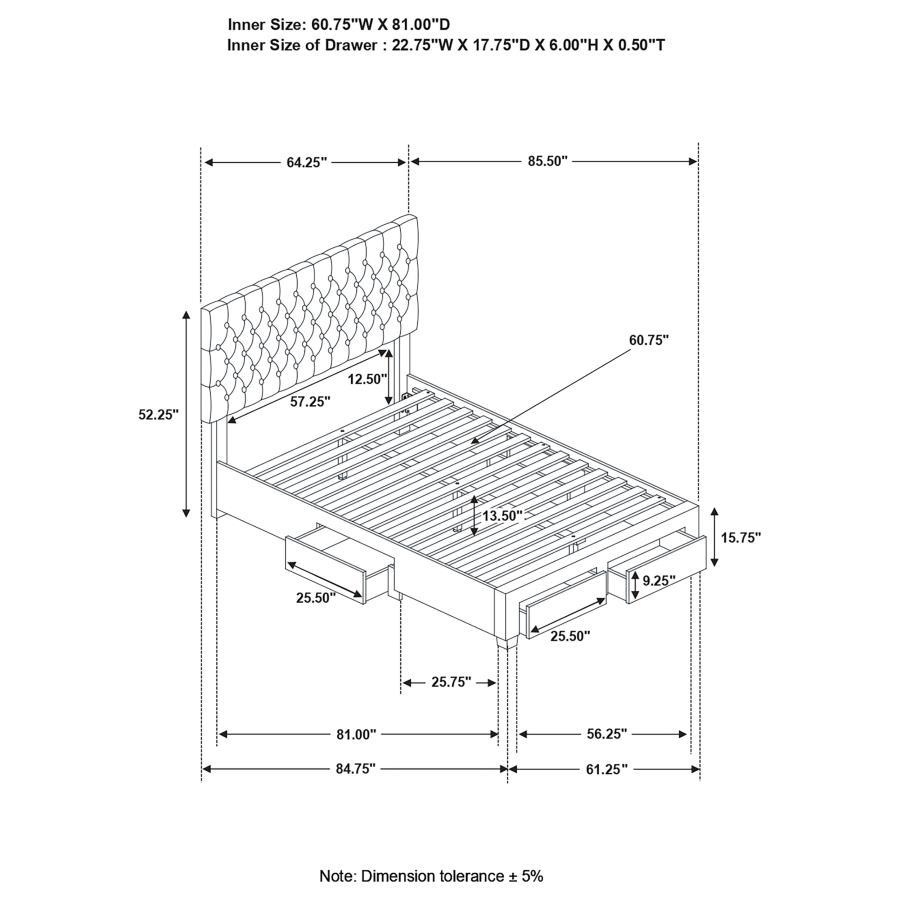 Shelburne - 4-drawer Button Tufted Storage Bed