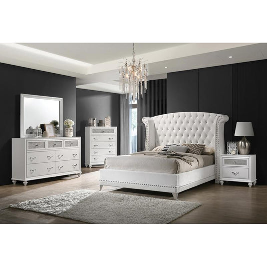 Barzini - 4 Piece Upholstered Bedroom Set - Eastern King - White