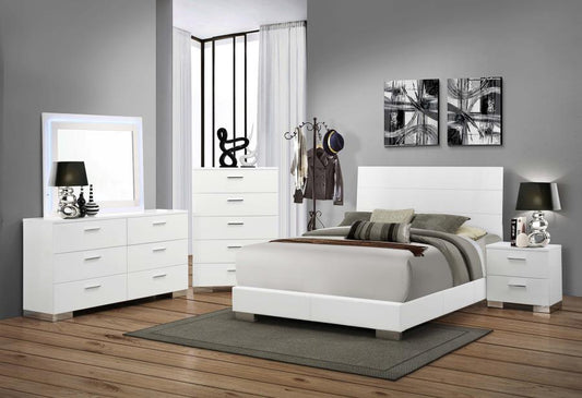 Felicity - California King Bed 5 Piece Set - Glossy White