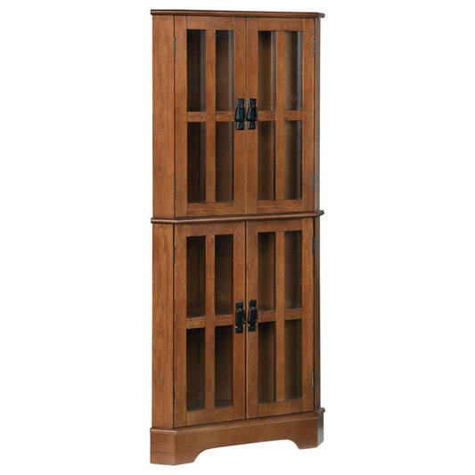 Coreosis - 4-Shelf Corner Curio Cabinet - Brown