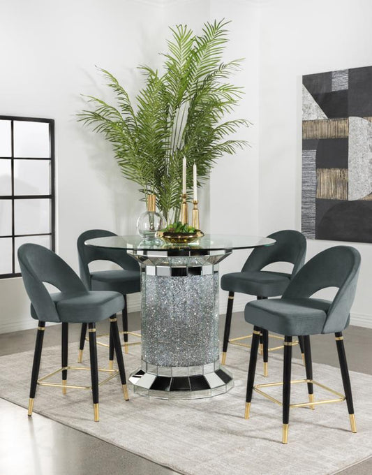 Ellie - 5 Piece Dining Room Set (Counter Height Table and Chairs) - Dark Gray