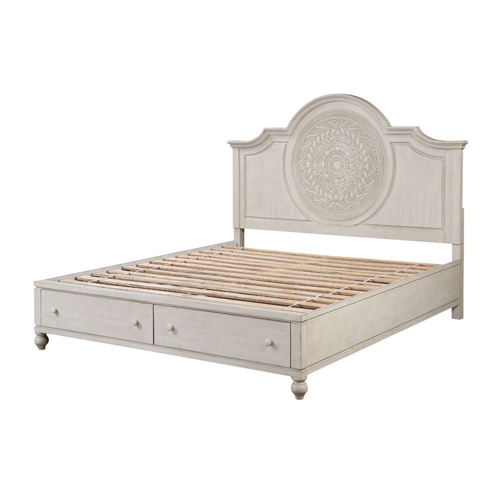 Roselyne - Eastern King Bed - Antique White Finish