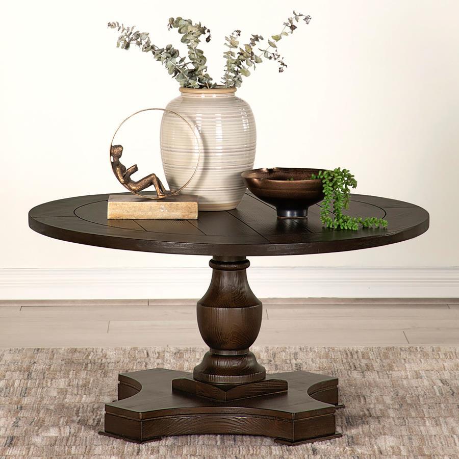 Morello - Round Coffee Table With Decorative Grooves - Brown