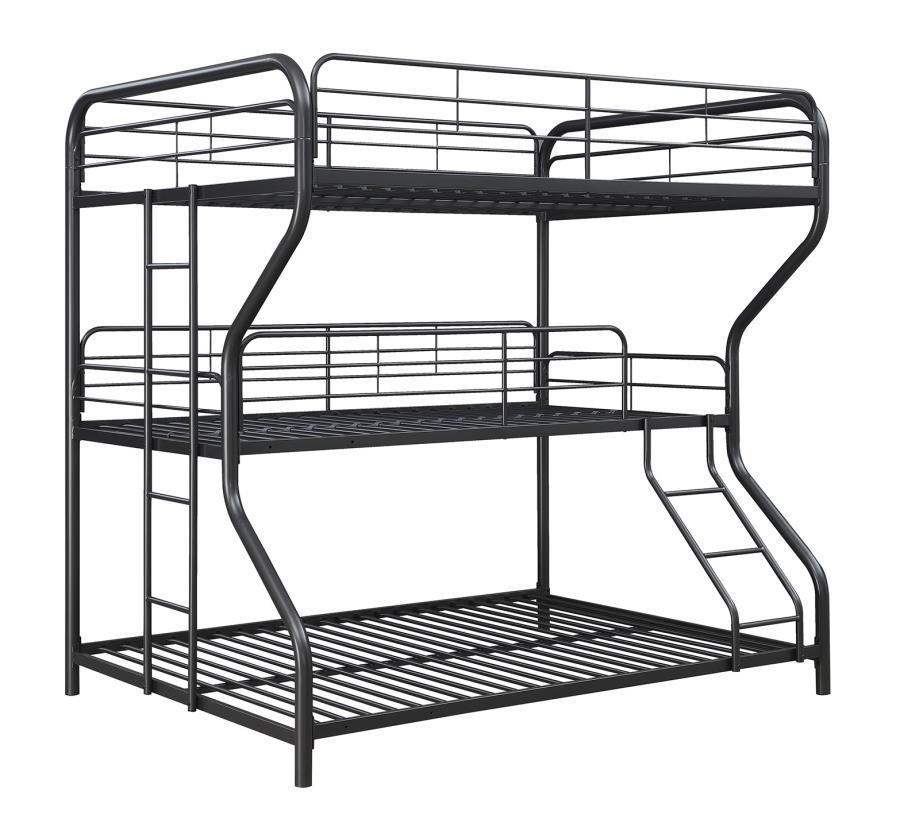 Garner - Triple Full/Twin over Full Bunk Bed With Ladder - Gray