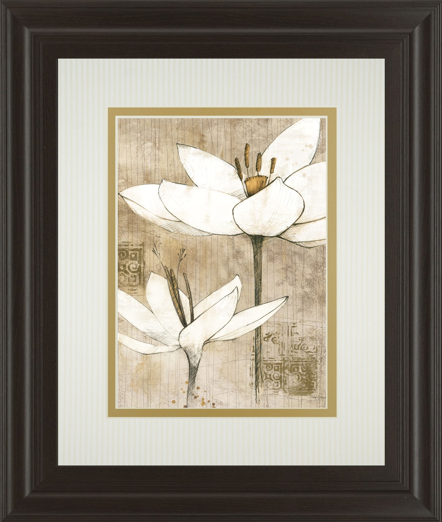 Pencil Floral I By Avery Tillman - Framed Print Wall Art - White