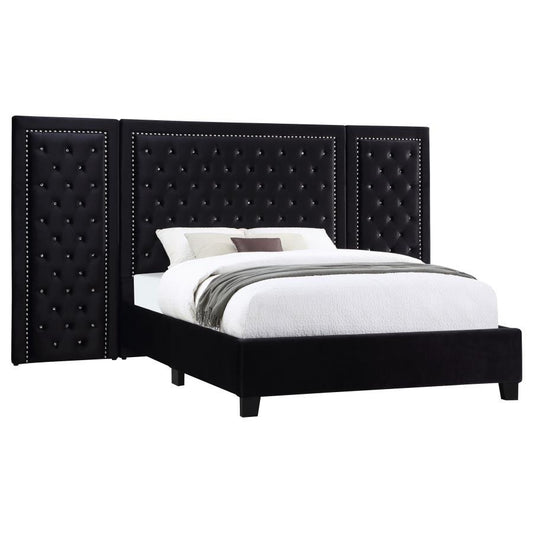 Hailey - Eastern King Bed And Wing Panel Set - Black