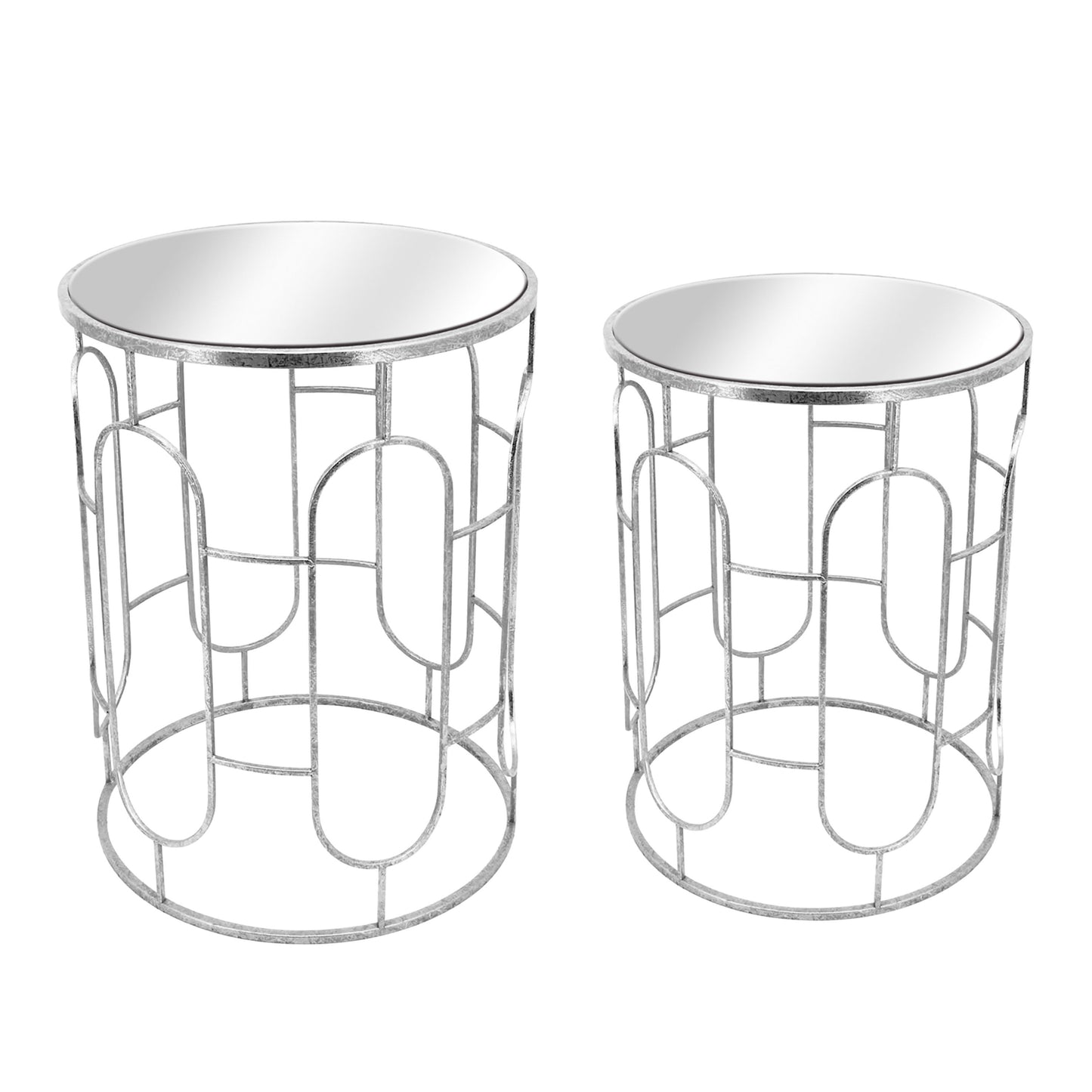 Mirrored Round Accent Tables 24 / 20" (Set of 2) - Silver