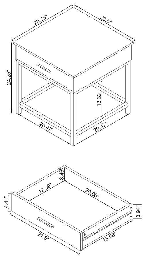 Byers - Square 1-Drawer End Table - Brown