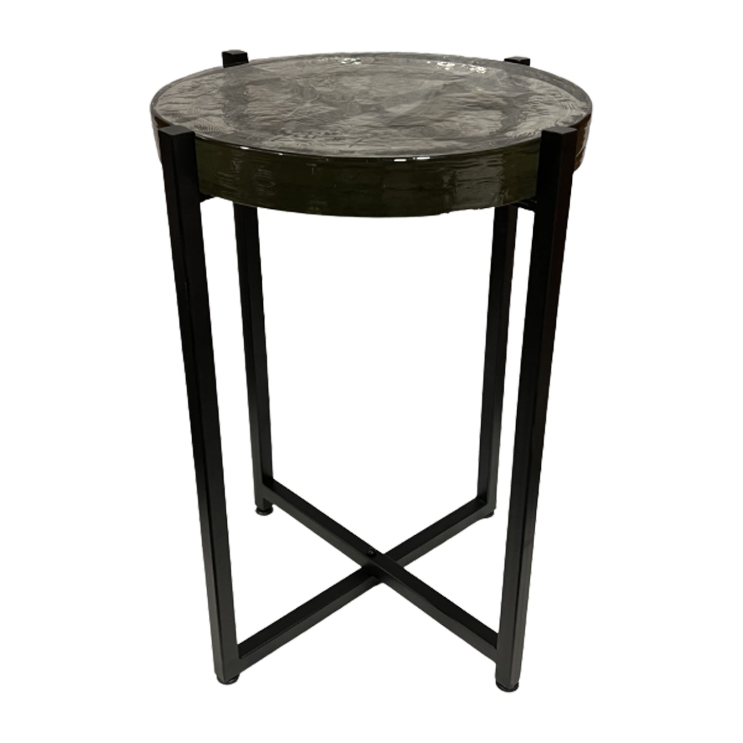 Metal / Glass Side Table 17 x 22" - Black