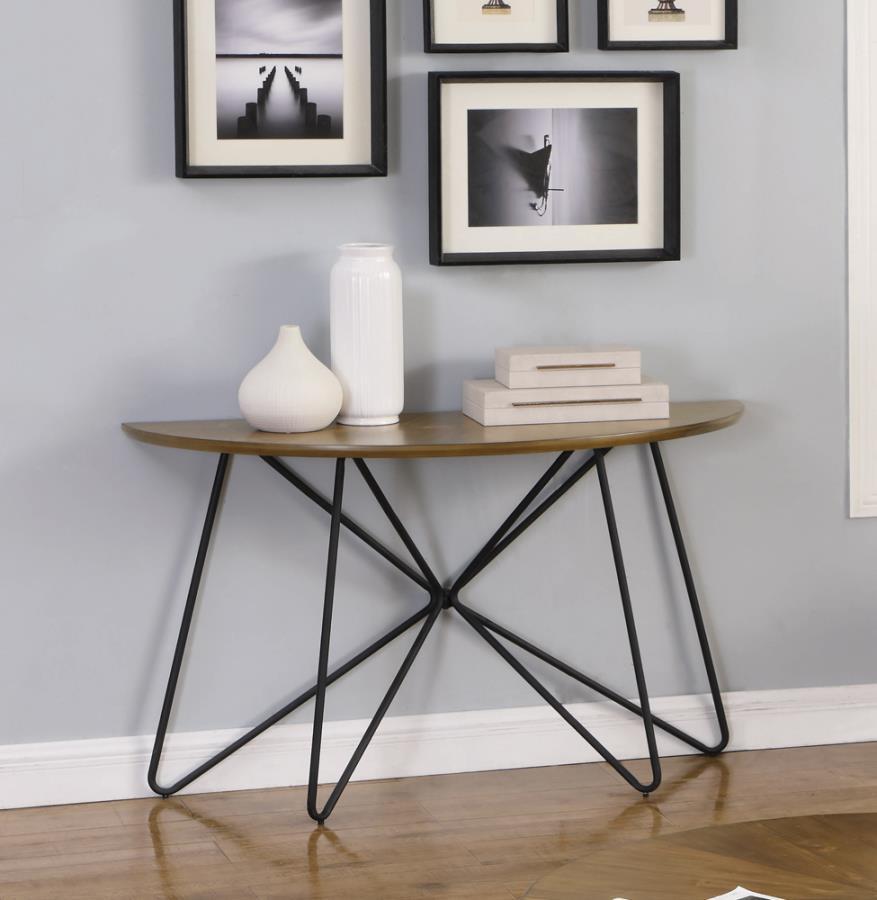 Brinnon - Semicircle Sofa Table - Dark Brown And Black