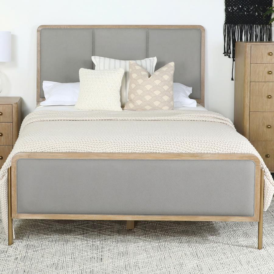 Arini - Queen Upholstered Panel Bed - Sand Wash And Gray