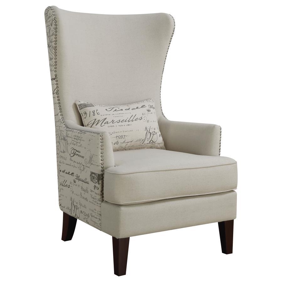 Pippin - Curved Arm High Back Accent Chair - Beige