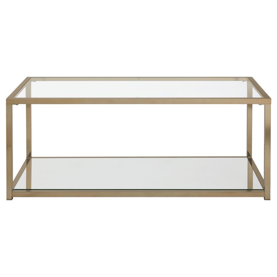 Cora - Coffee Table With Mirror Shelf - Yellow