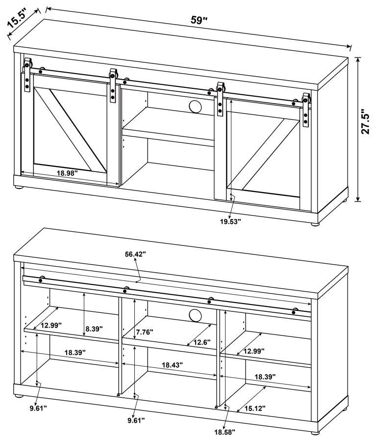 Coaster - 3-shelf Sliding Doors TV Console