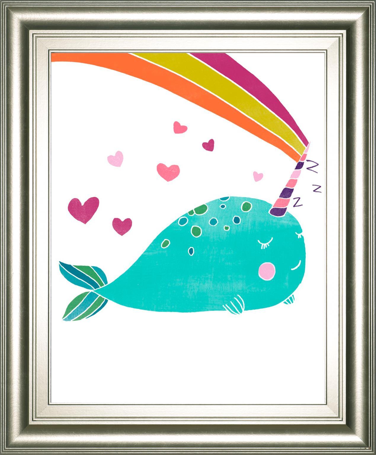 Happy Narwals III By June Erica Vess 22x26 - Light Blue