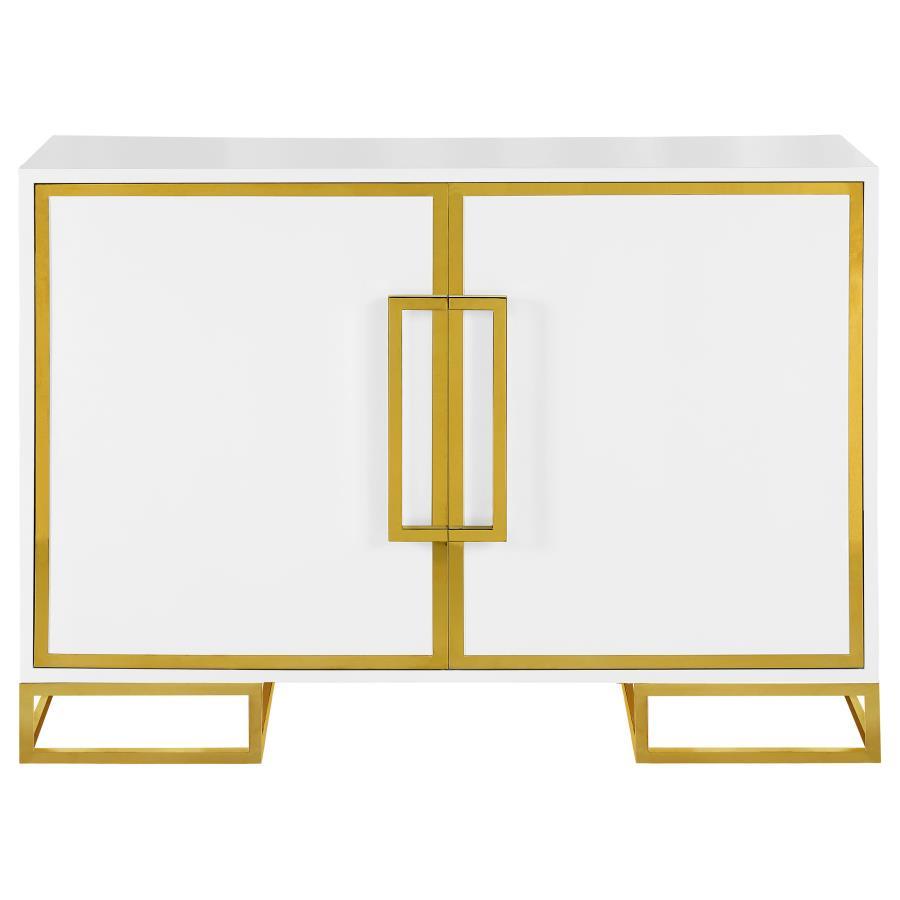 Elsa - Accent Cabinet With Gold Metal Base - White