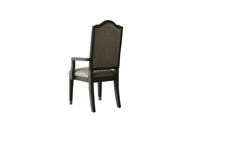 House - Beatrice Chair (Set of 2) - Two Tone Gray Fabric & Charcoal Finish