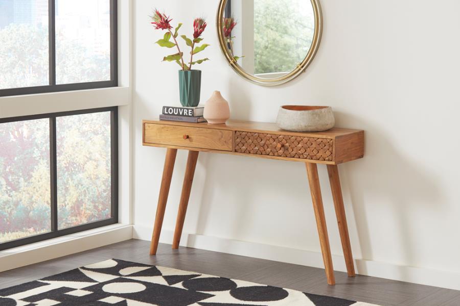 Lotus - 2-Drawer Console Table - Light Brown