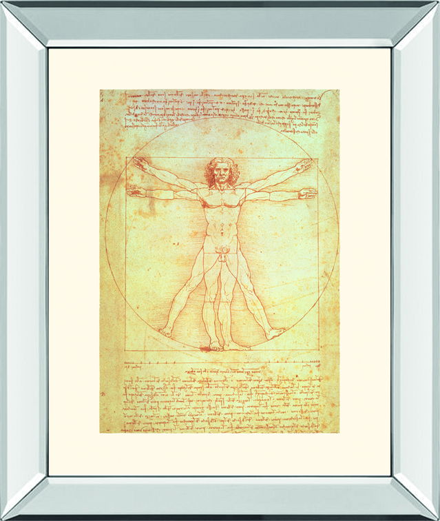 Vituvian Man By Leonardo Da Vinci - Mirror Framed Print Wall Art