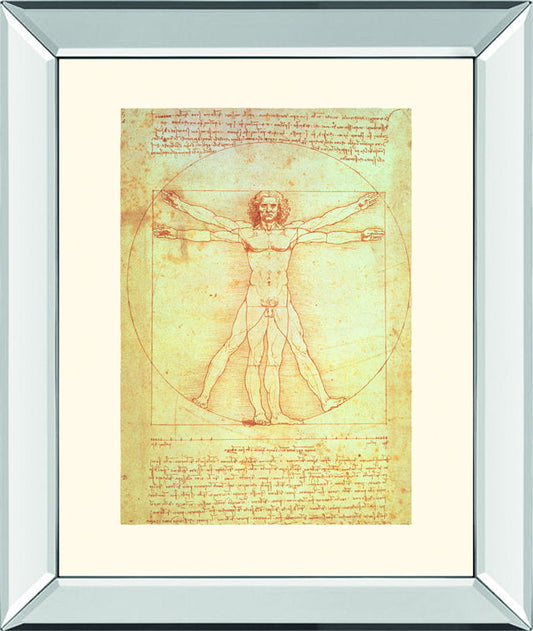 Vituvian Man By Leonardo Da Vinci - Mirror Framed Print Wall Art