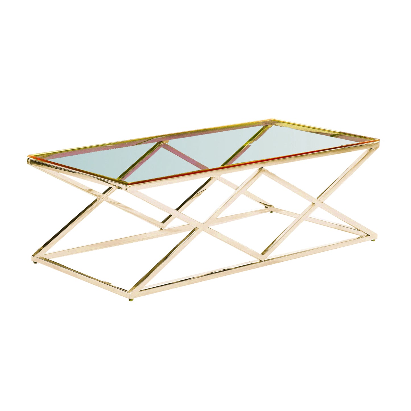 Diamond Cocktail Table - Gold / Glass