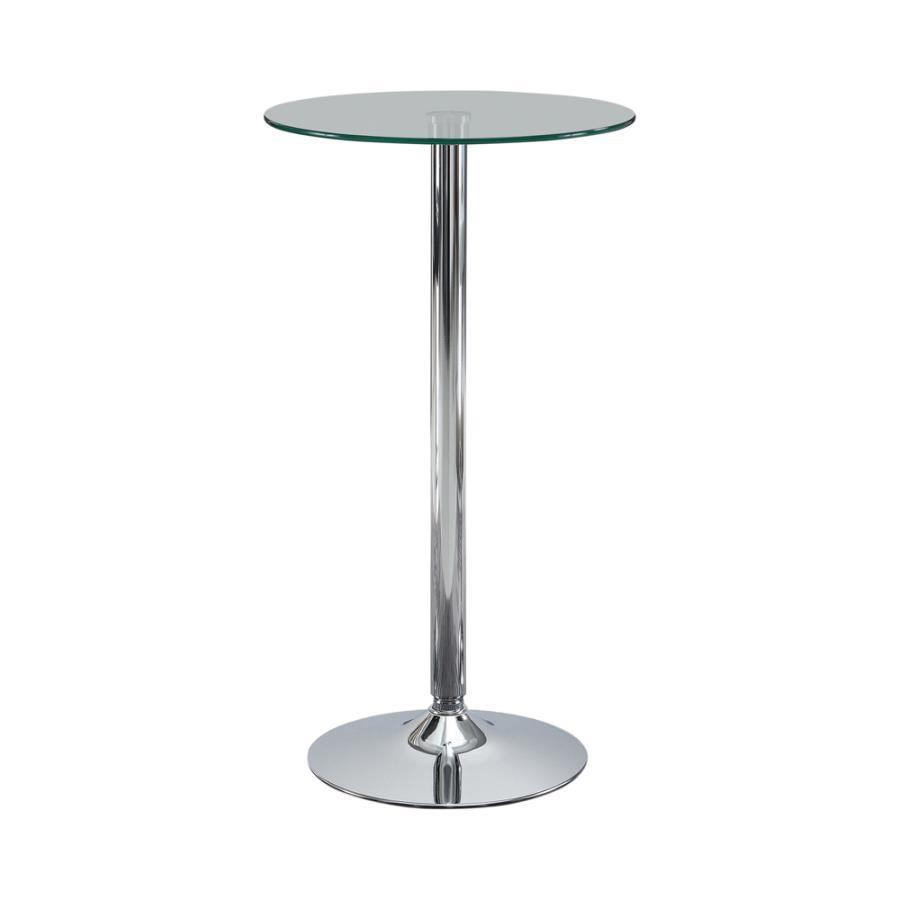 Abiline - Glass Top Round Bar Table - Pearl Silver