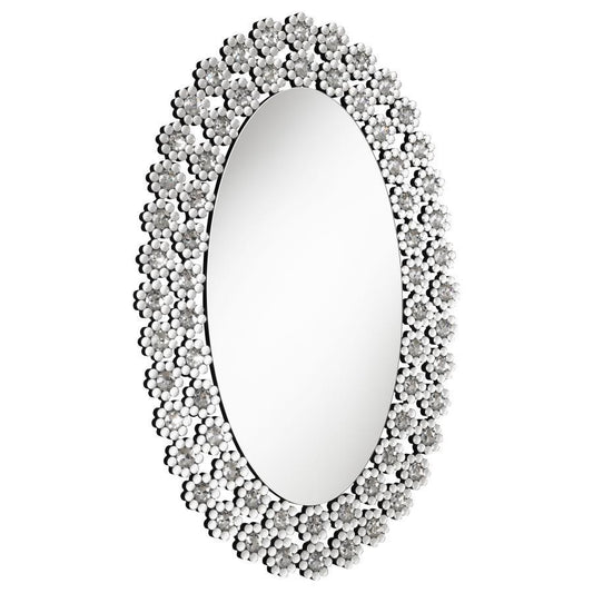 Colleen - Oval Accent Mirror - Pearl Silver