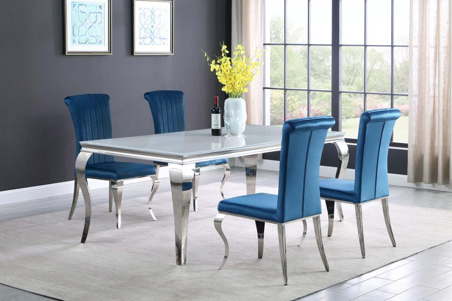 Carone - 5 Piece Dining Room Set - Teal - Steel