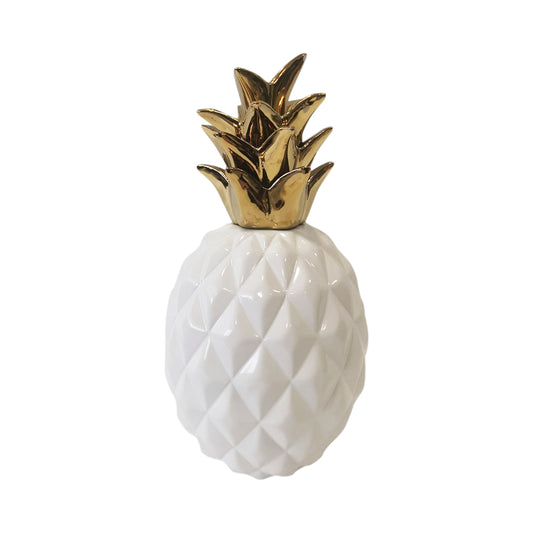 Cer Pineapple Deco 13" - White