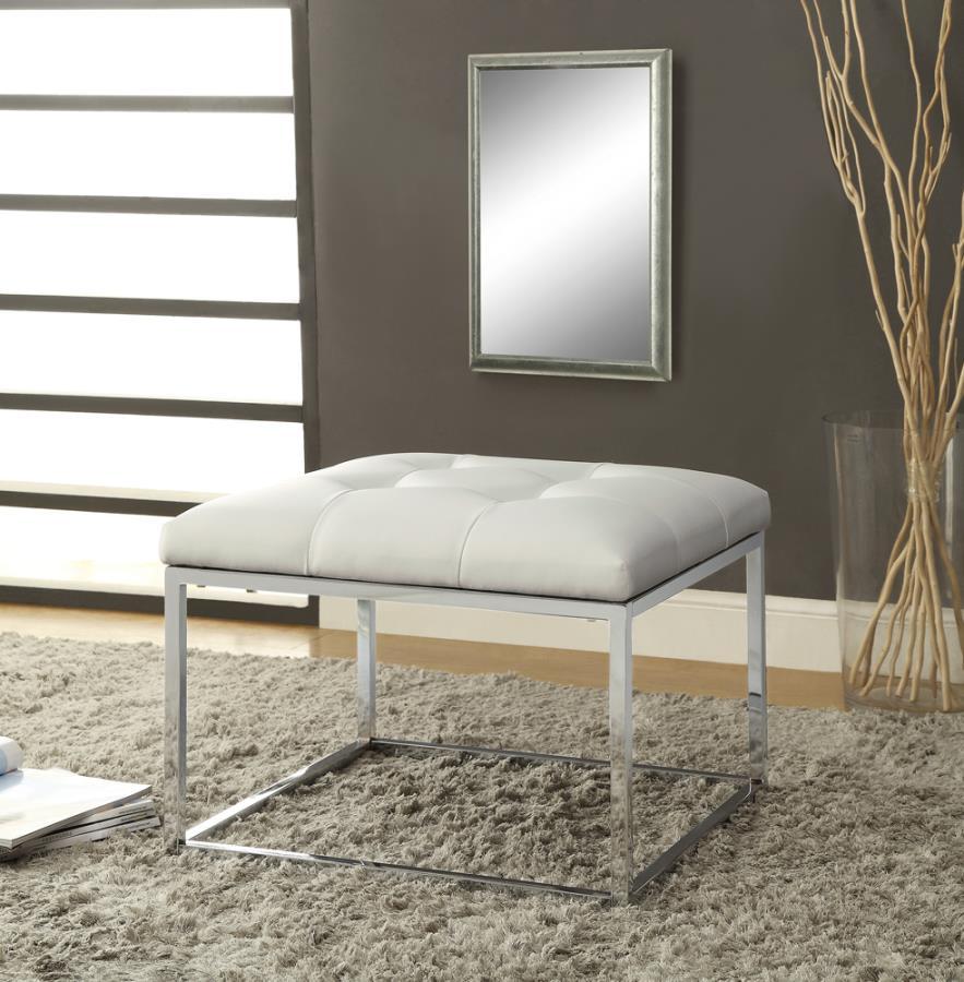 Swanson - Upholstered Tufted Ottoman - White