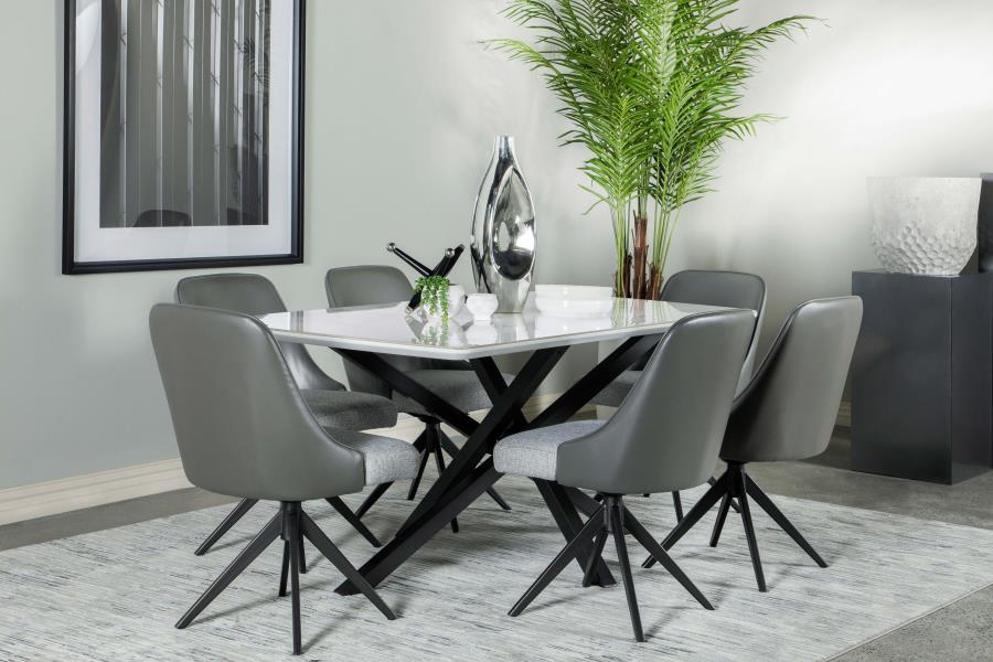 Paulita - Dining Table 7 Piece Set - Gray