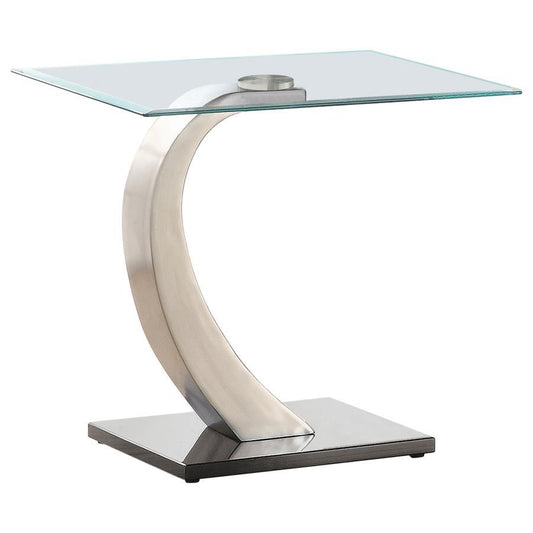 Pruitt - Glass Top End Table - Pearl Silver