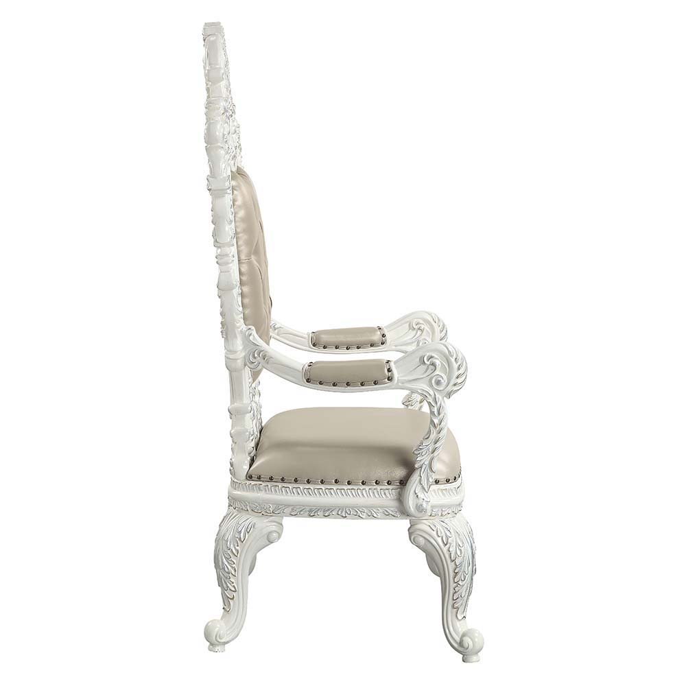 Vanaheim - Dining Chair (2 Piece) - Beige PU & Antique White Finish