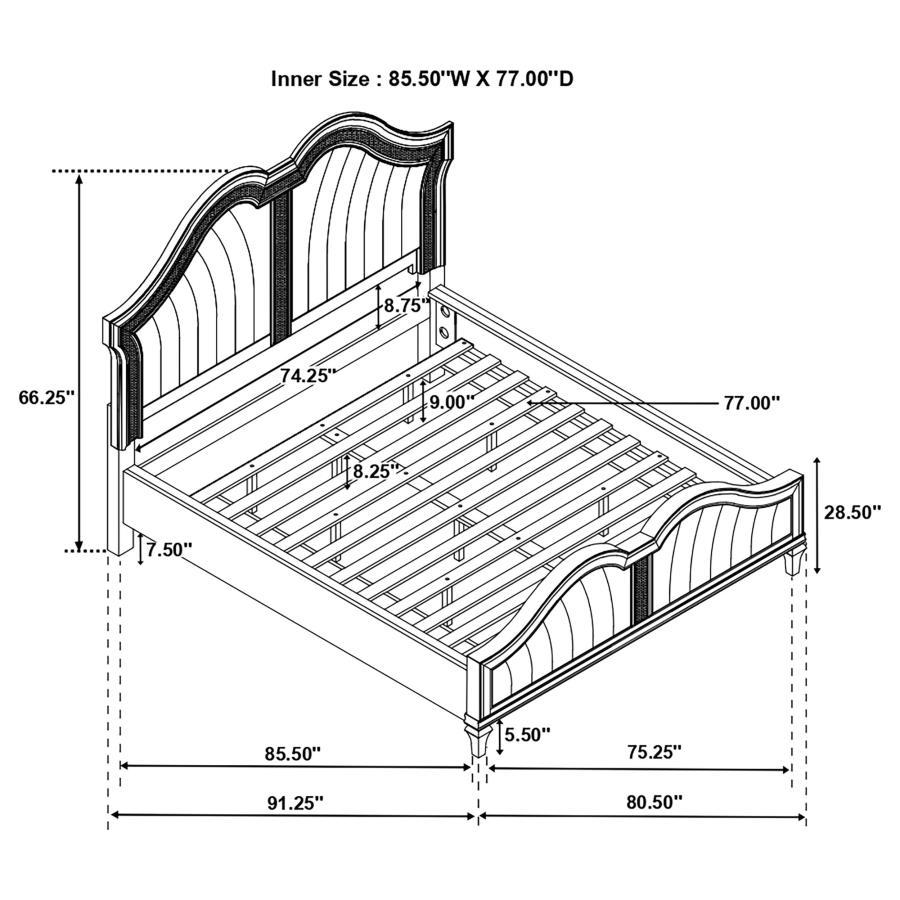 Evangeline - California King Bed 4 Piece Set - White