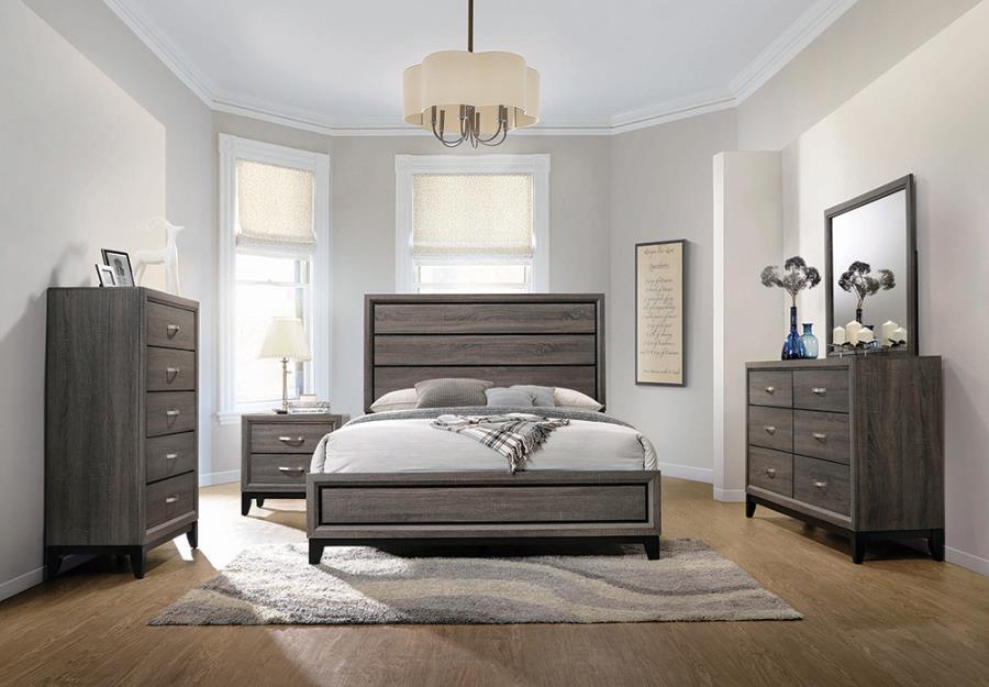 Gray oak and Black Bedroom Set