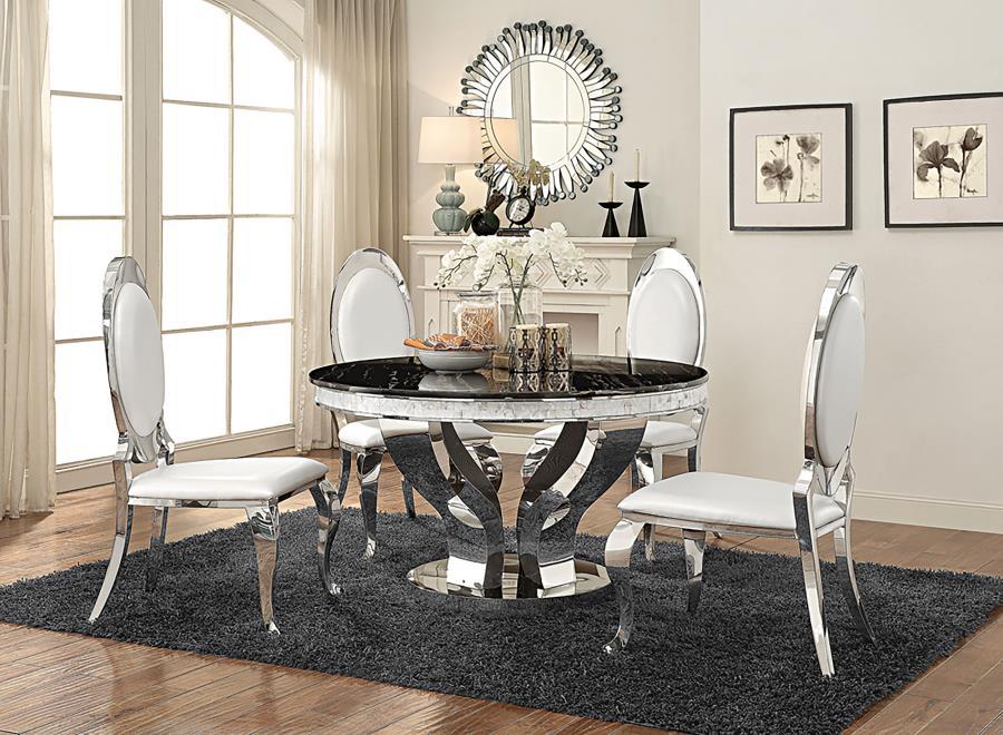 Anchorage - 5 Piece Set (Dining Table And 4 Side Chairs) - Pearl Silver