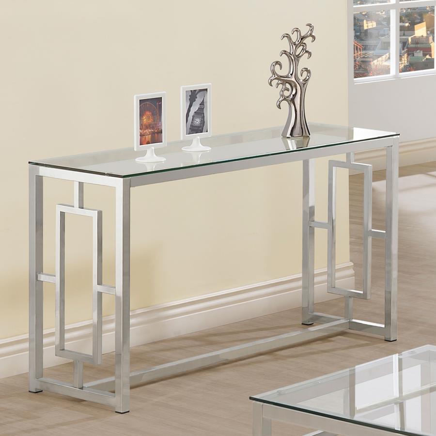 Merced - Rectangle Glass Top Sofa Table - Beige