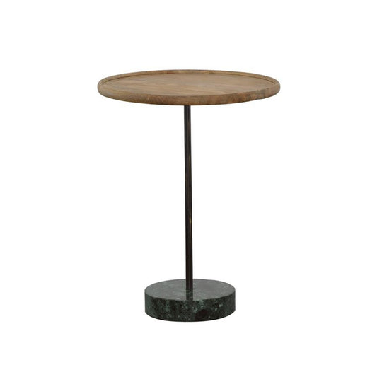 Ginevra - Round Marble Base Accent Table - Light Brown