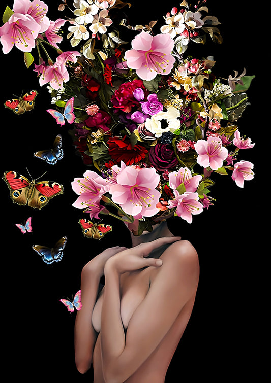 Floral head acrylic wall art