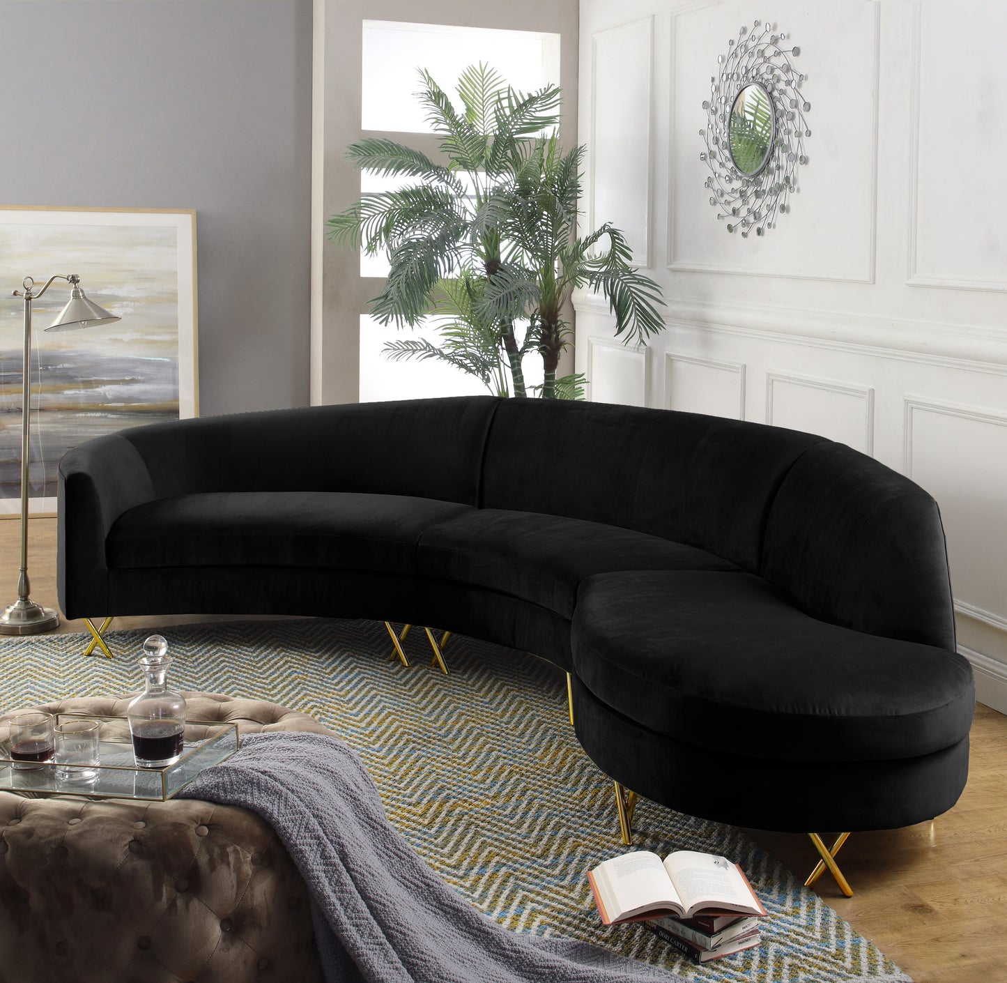 Serpentine Velvet 3 piece - Sectional